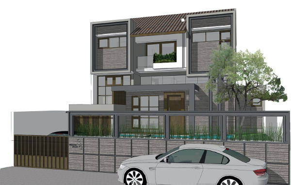 Rumah Mezanin Hijau dan Nyaman (4) Fasad