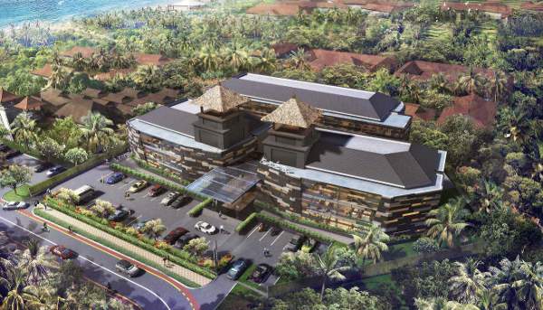 Tampak depan bakal gedung The Nusa Dua Crea 24/7 Office Resort yang rencananya dibangun di kawasan ITDC, Nusa Dua, Badung, Bali. Foto: Dok. PT Agung Panorama Properti