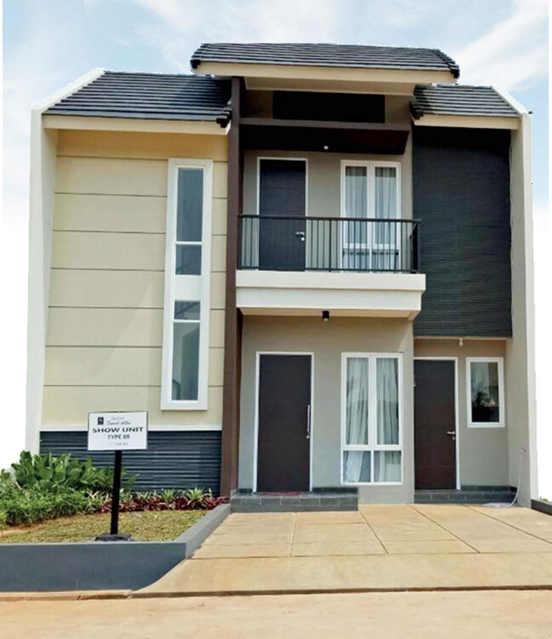 Rumah contoh dua lantai tipe 69/120 di klaster Sweet Alba