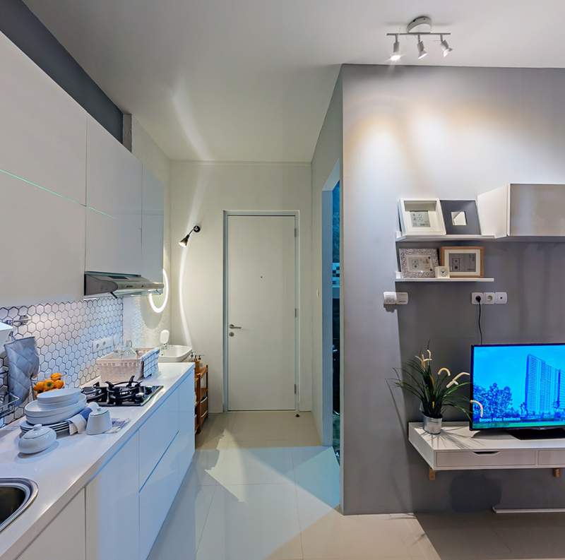 Suasana salah satu sudut di dalam unit contoh apartemen Bintaro Plaza Residences (foto: dok JRP).